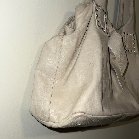 Roberta Gandolfi Tan Leather Studded Bow Purse Shoulder Bag Satchel Tote - Picture 5 of 8